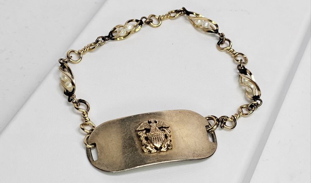 Vintage Gold Filled WWII US Navy ID Bracelet *Rare - Not Engraved* Lead Solders